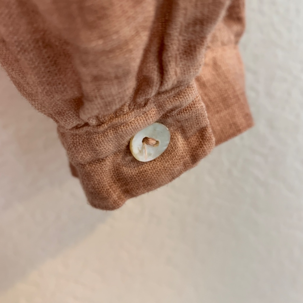 Francesca Bettini Linen Blend Button Up Shirt Womens Medium Italy Peachy Pink - Picture 7 of 12